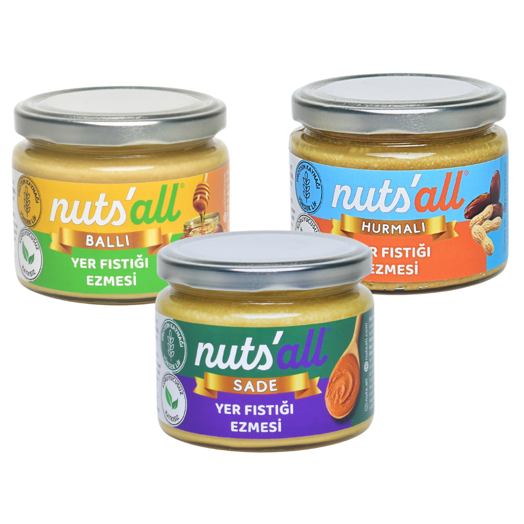Sade - Ballı - Hurmalı Fıstık Ezmesi 280 g x 3 Adet