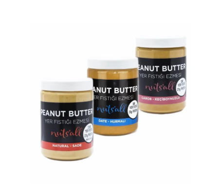 Sade Hurmalı Keçiboynuzlu Fıstık Ezmesi 1 Kg X 3 Adet